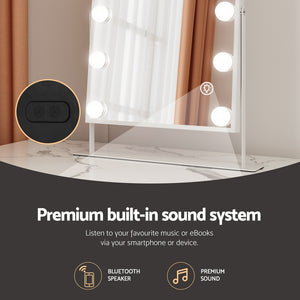 Embellir Bluetooth Makeup Mirror | 30x40cm | Hollywood Vanity with LED Light | White