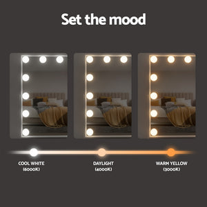 Embellir Bluetooth Makeup Mirror | 30x40cm | Hollywood Vanity with LED Light | White