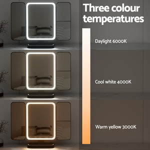 LED Makeup Mirror | Tri-fold | Lighted Vanity Mirrors | 1X2X3X Magnifications