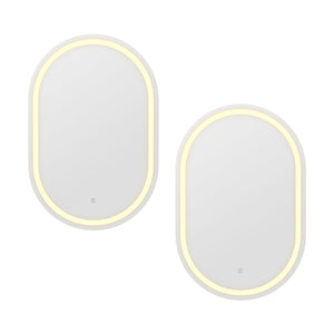 Embellir LED Wall Mirrors | 2 Pack | 50x75cm Oval Vanity | Bathroom Decor