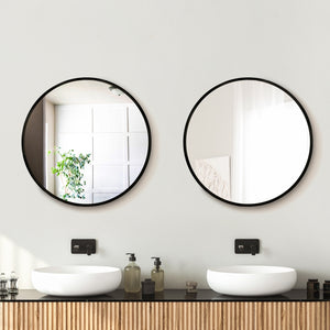 Embellir Wall Mirrors | 2 Pack | 50cm Round Framed | Black | Bathroom or Makeup Decor