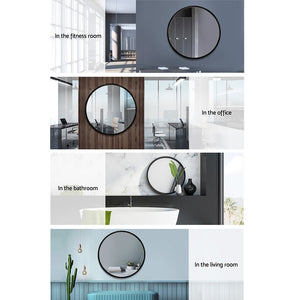 Embellir Wall Mirrors | 2 Pack | 70cm Round Framed | Black | Bathroom or Makeup Decor