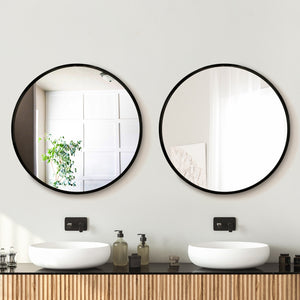 Embellir Wall Mirrors | 2 Pack | 70cm Round Framed | Black | Bathroom or Makeup Decor