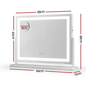 Makeup Mirror | 58x46cm | 360° Rotatable | LED Light Strip Adjustable