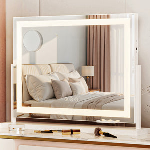 Makeup Mirror | 58x46cm | 360° Rotatable | LED Light Strip Adjustable