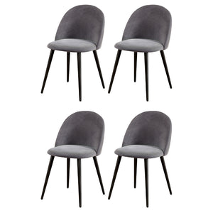 Artiss Dining Chairs | Set of 4 | Velvet | Solid Curved | Dark Grey