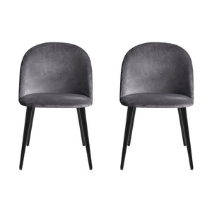 Artiss Dining Chairs | Set of 4 | Velvet | Solid Curved | Dark Grey