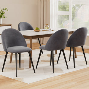 Artiss Dining Chairs | Set of 4 | Velvet | Solid Curved | Dark Grey