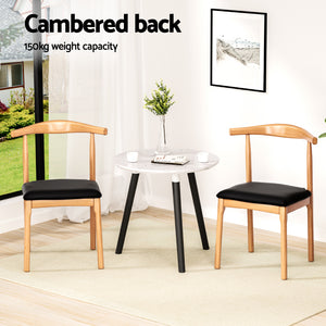 Artiss Dining Chairs | 2X Rubber Wood | Leather Seat | Black