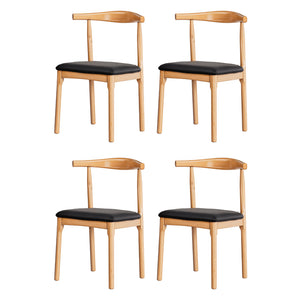 Artiss Dining Chairs | 4X Rubber Wood | Leather Seat | Black