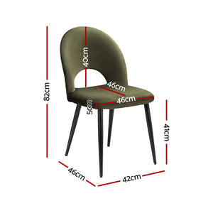 Artiss Dining Chairs | Set of 4 | Velvet Hollow | Green