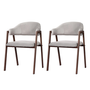 Dining Chairs | Set of 2 | Linen | Hollow Armchair | Grey