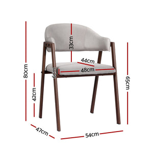 Dining Chairs | Set of 2 | Linen | Hollow Armchair | Grey