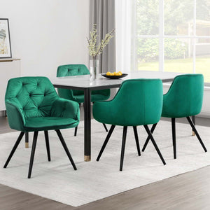 Artiss Dining Chairs | Set of 4 | Velvet Diamond Tufted Armchair | Green