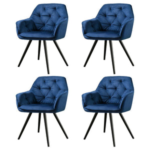 Artiss Dining Chairs | Set of 4 | Velvet Diamond Tufted Armchair | Blue
