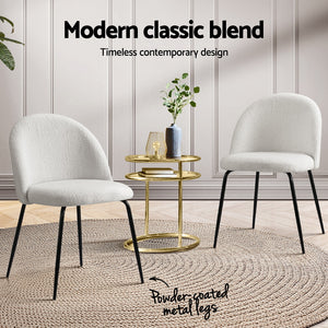 Artiss Dining Chairs | Set of 4 | Sherpa Boucle | White