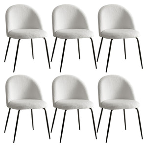 Artiss Dining Chairs Set of 6 Sherpa Boucle White