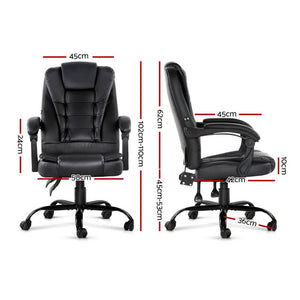 2 Point Massage Office Chair | PU Leather | Black