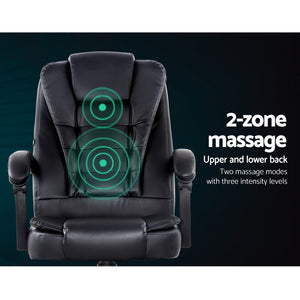 2 Point Massage Office Chair | PU Leather | Black
