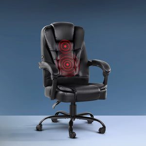 2 Point Massage Office Chair | PU Leather | Black