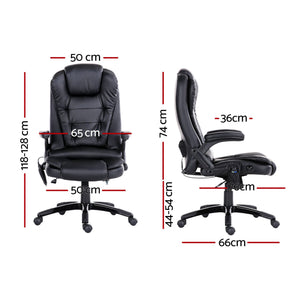 8 Point Massage Office Chair | Heated Seat Recliner | PU | Black