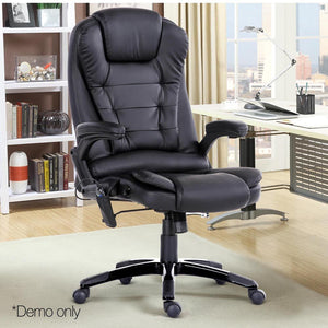 8 Point Massage Office Chair | Heated Seat Recliner | PU | Black