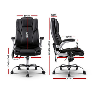 Massage Office Chair | 8 Point PU Leather | Black