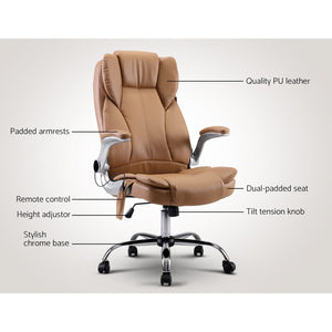 8 Point Massage Office Chair | PU Leather | Espresso