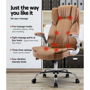 8 Point Massage Office Chair | PU Leather | Espresso