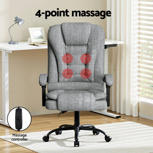 Executive Office Chair | 4-Point Massage | Adjustable Ergonomic Recline | Black Fabric