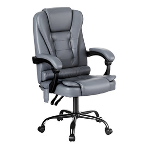 Executive Office Chair | 4-Point Massage | Adjustable Ergonomic Recline | PU Leather Black