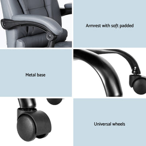 Executive Office Chair | 4-Point Massage | Adjustable Ergonomic Recline | PU Leather Black