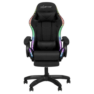 Gaming Office Chair | RGB LED + Massage | Footrest | Black