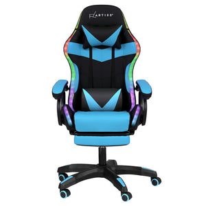 LED Gaming Chair | Massage Function | Footrest Included | Cyan