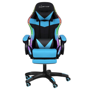 LED Gaming Chair | Massage Function | Footrest Included | Cyan