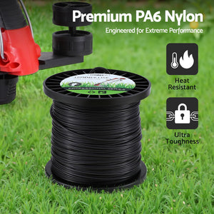 Trimmer Line 100m | Whipper Snipper Cord 2.4mm | Star Nylon String | Black