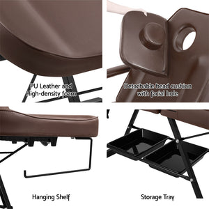 Zenses | Massage Table | Adjustable Salon Bed Chair | 3-Fold | Brown