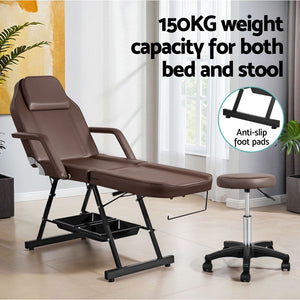 Zenses | Massage Table | Adjustable Salon Bed Chair | 3-Fold | Brown