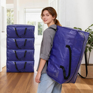 Moving Bags Set 5pc | Heavy Duty Waterproof | Backpack Straps | Blue