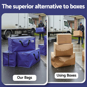 Moving Bags Set 5pc | Heavy Duty Waterproof | Backpack Straps | Blue