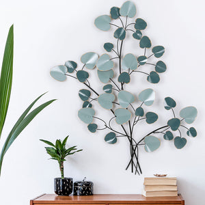 Metal Wall Art | Hanging Sculpture | Home Decor | Leaf Tree of Life | Blue