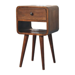 Mini Chestnut Curve Lower Bedside | Solid Mango Wood | Low Bedside Table