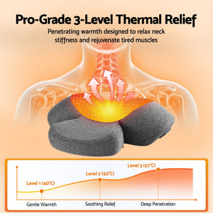 Neck Massager Pillow | Heated Memory Foam Support with Type-C Charging