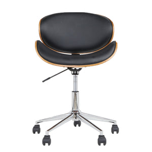 Wooden Office Chair | Leather Seat | Black