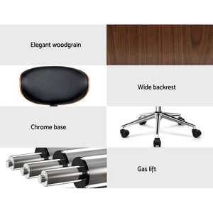 Wooden Office Chair | Leather Seat | Black