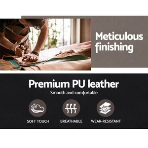 Wooden Office Chair | Leather Seat | Black