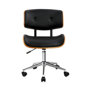 Wooden Office Chair | PU Seat | Black Brown