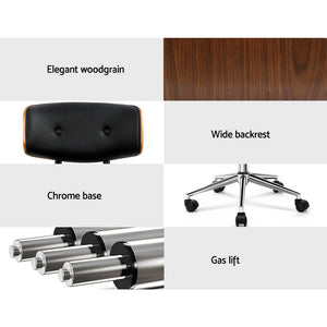 Wooden Office Chair | PU Seat | Black Brown