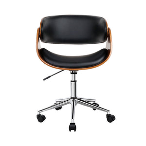 Wooden Office Chair | Leather Seat | Black