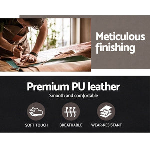 Wooden Office Chair | Leather Seat | Black